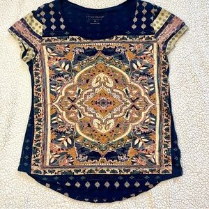 Lucky Brand Women's Short Sleeve Mandala Top